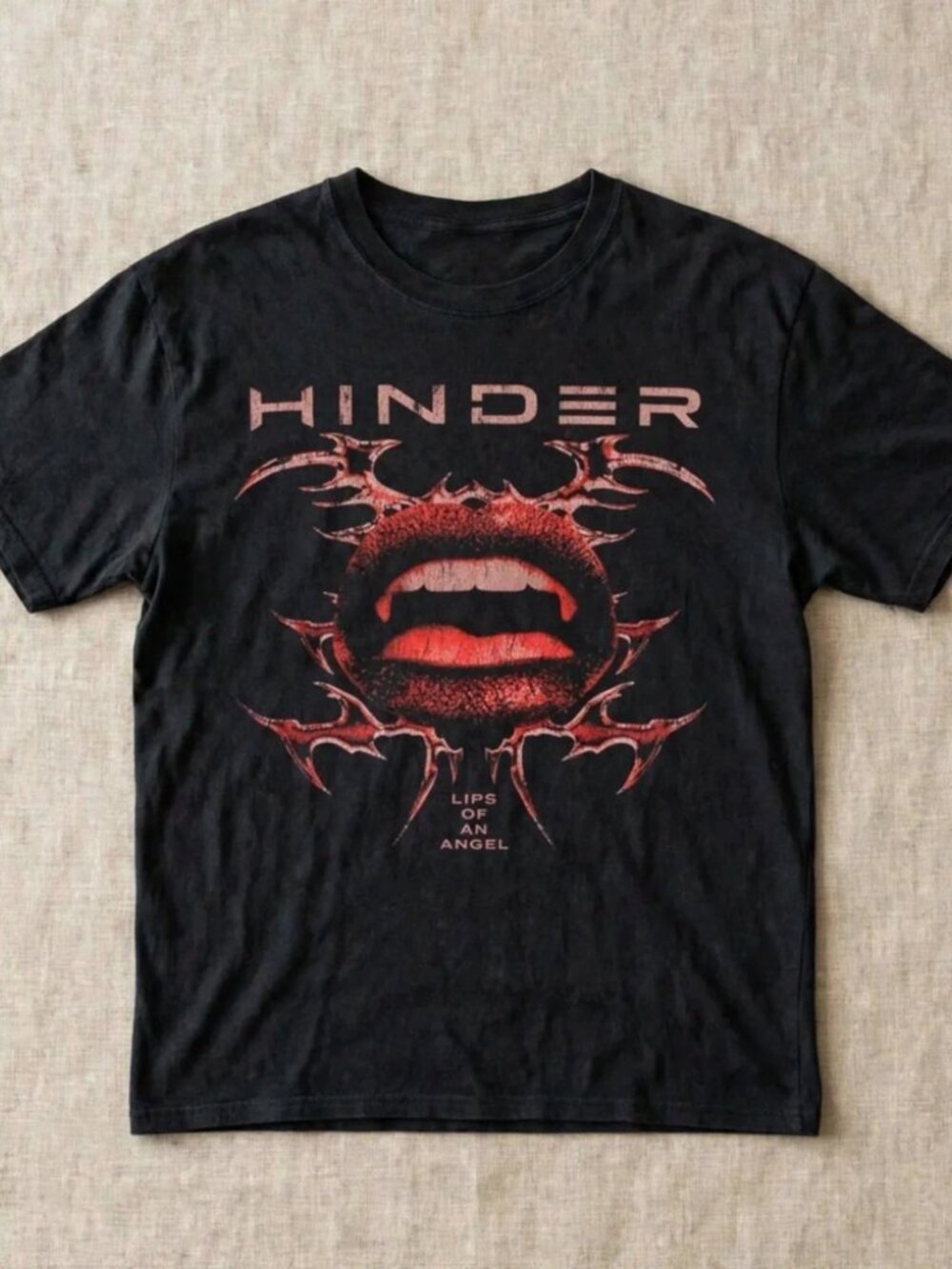 Hinder Lips of an Angel Black Graphic T-Shirt S-4XL [Custom Reprint]